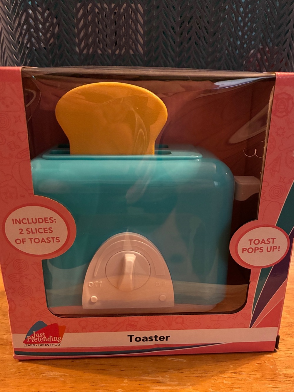 Just Pretend Blue Toy Toaster with Yellow Toast